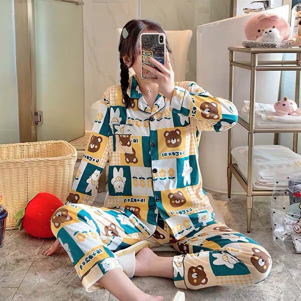 Đồ Bộ Pijama - Bộ đồ mặc nhà cotton họa tiết hoạt hình (Hàng có sẵn)