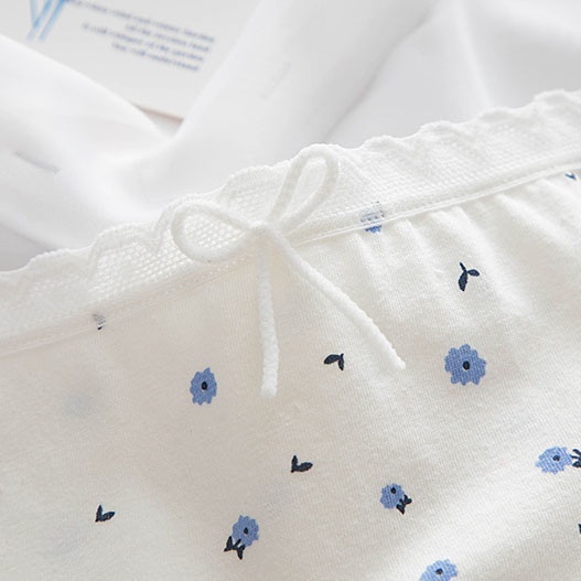 Set 6 quần lót cotton mỏng lưng cao vừa đính nơ màu xanh da trời cho nữ B5G1 | BigBuy360 - bigbuy360.vn