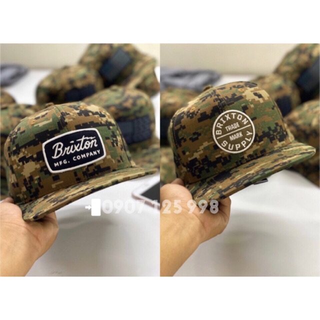 Nón snapback camo BRIXTON, nón hiphop