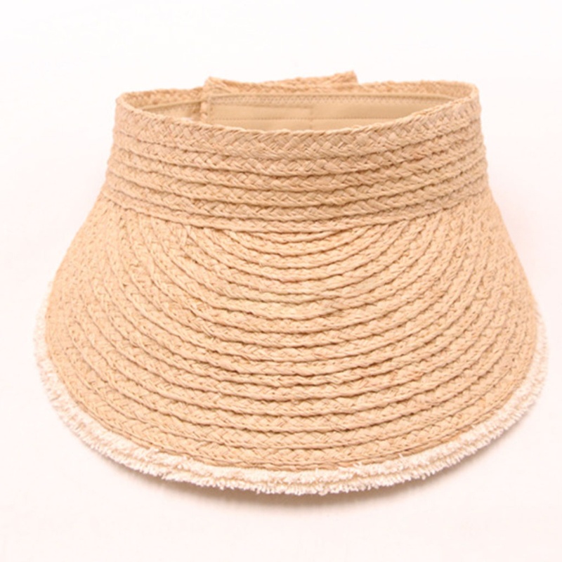 Mũ Rơm Chống Nắng Rộng Vành Hở Chóp Có Thể Gập Lại Trang Trí Cá Tính Cho Nữ Ha