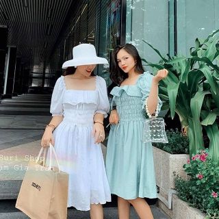 Đầm tiểu thư nhún vintage