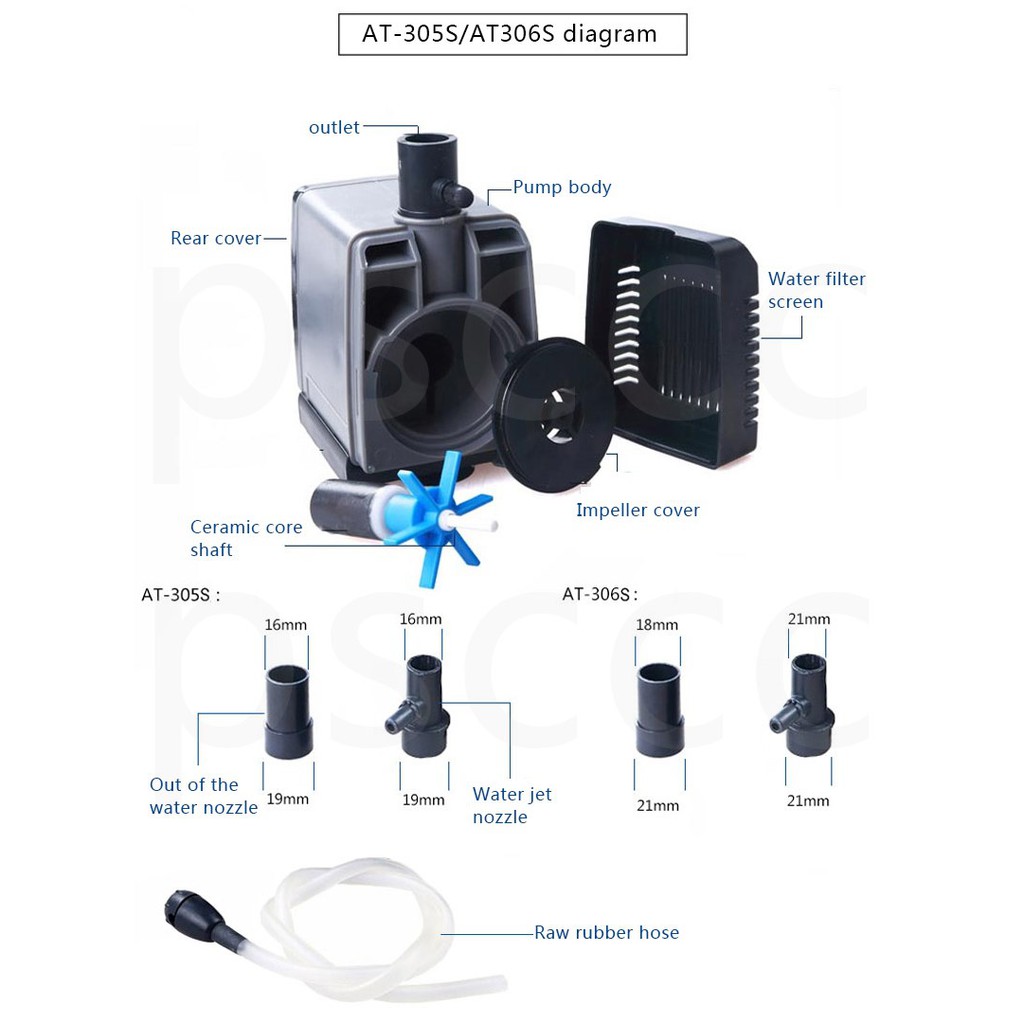 Máy bơm nước Atman 306S, 27W-2000L/hr, dùng cho hồ cá.