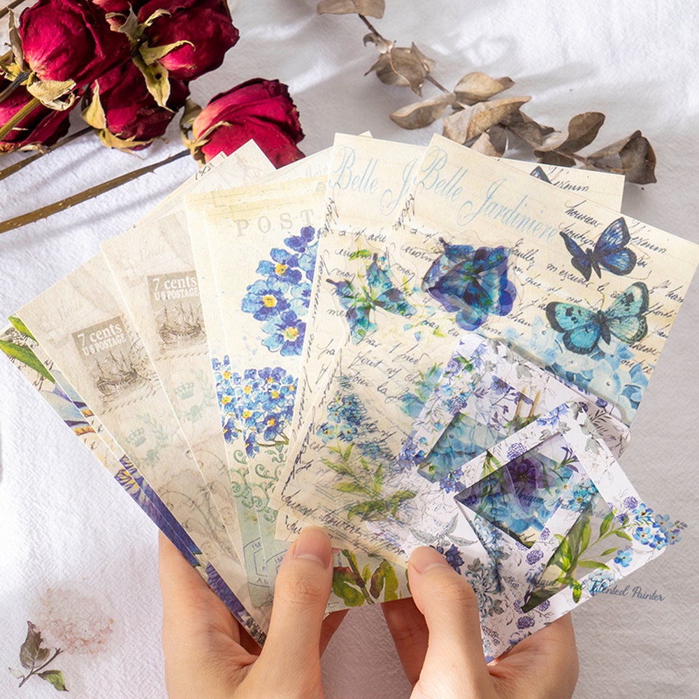 Set 40 Giấy In Hoa Dễ Thương Dùng Trang Trí Sổ Tay/ Đồ Thủ Công DIY