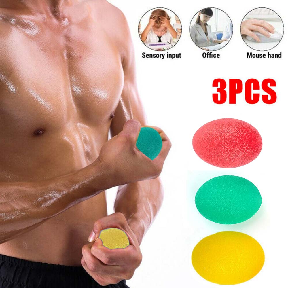 3pcsEgg Hand Grip Ball Exercise Therapy Ball Stroke Squeeze Ball Stress Relief Toy