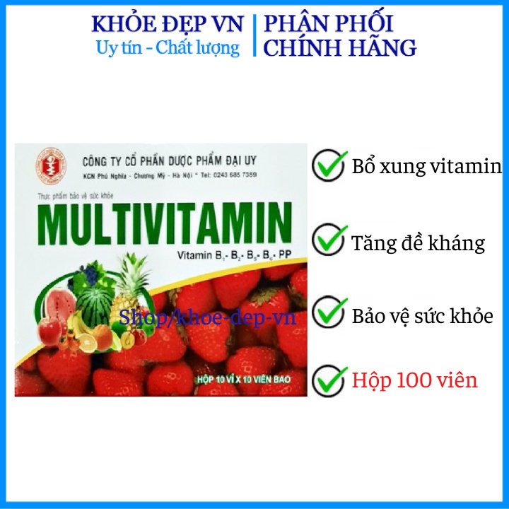 Multivitamin Đại Uy - Giúp bổ sung Vitamin B1, B2, B5,B6,PP, tăng cường bồi bổ sức khỏe