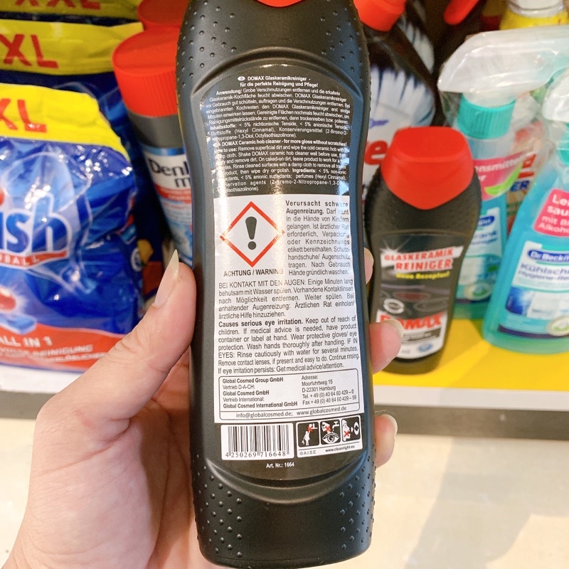 Dung dịch vệ sinh mặt kính bếp từ hồng ngoại DOMAX nội địa Đức - 300ml