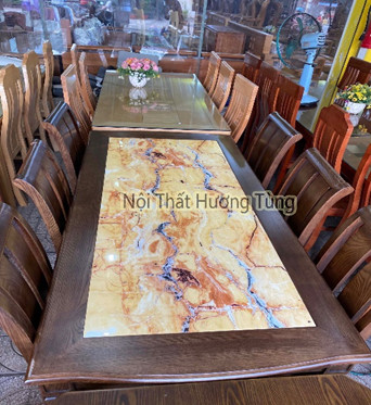Bộ Bàn Ghế Phòng Ăn Gỗ Sồi Mỹ - Có Bọc Nệm Da/ Nỉ - Mặt Đá - Nội Thất Hương Tùng - Cam Kết Giao Đúng Sản Phẩm.
