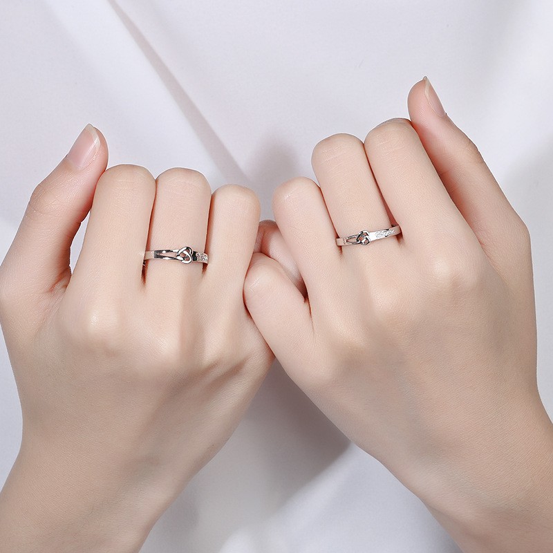 10 designs S925 Silver Couple Ring 2PCS Set of rings Girls' Accessories Korean Dignified Ring Opening Adjustable Love Diamond Jewelry Wedding Ring cincin
