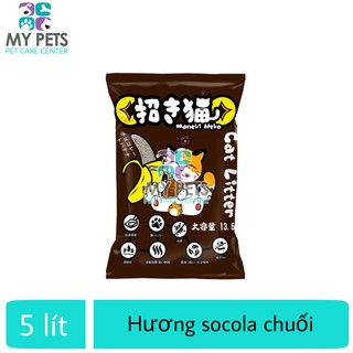 (Cát Socola Chuối) Cát Vệ Sinh cho Mèo Maneki Neko hương Socola Chuối - Túi 5 lít