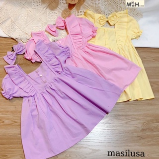 váy thô cotton bé gái kèm cột tóc