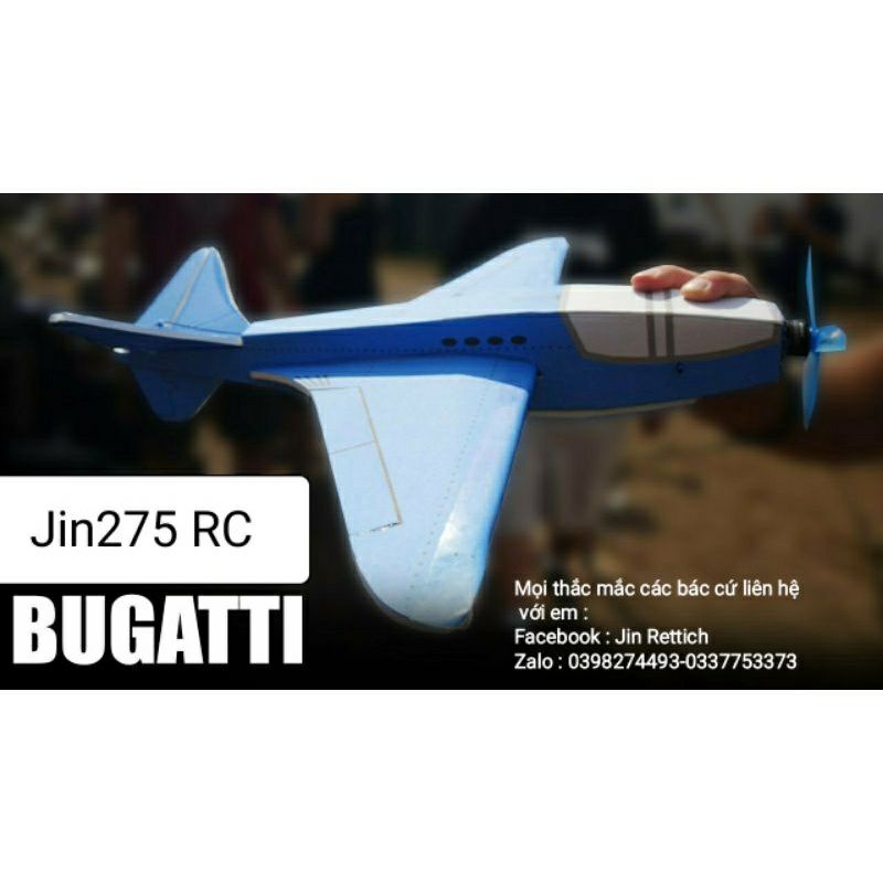 Bộ vỏ kit máy bay Bugatti sải 80 cm(Tặng đế gỗ)