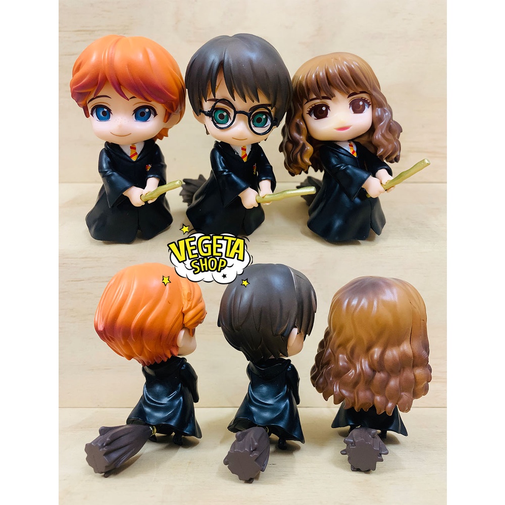 Mô hình Harry Potter - Set 3 Mô hình Harry Potter Hermione Granger Ron Weasley cưỡi chổi - Cao 10cm