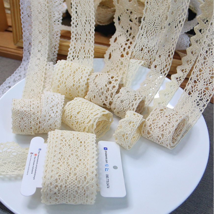 Ruy băng ren cotton nhiều mẫu nhiều kích thước