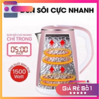 Ấm Siêu Tốc Thái Lan Cao Cấp Ấm Đun Siêu Tốc 2 Lớp Sôi Nhanh, An Toàn,Tiện Dụng, Giao Màu Ngẫu Nhiên