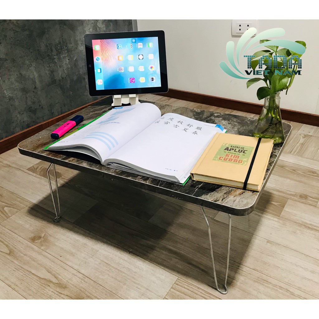 Bàn học gấp gọn thương hiệu TADA, bàn gấp ngồi học trên giường mặt vân đá sang trọng (zp06) | BigBuy360 - bigbuy360.vn