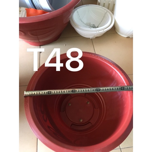(PLT480) Chậu nhựa T48 đỏ gạch, giả đá loại 1 dày trồng quất, ổi_Chậu nhựa tròn nơ Phúc Lộc Thọ trồng hoa cây cảnh