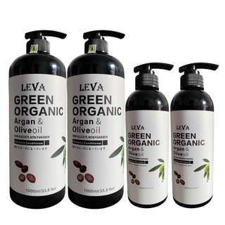 Cặp Dầu Gội, dầu Xả Leva Green Organic& Olive Oil phục hồi tóc hư tổn Nhật Bản