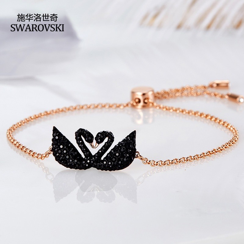 Vòng Tay Mạ Bạc 925 Trang Trí Thiên Nga Đính Đá Xinh Xắn Mẫu Mới 2023