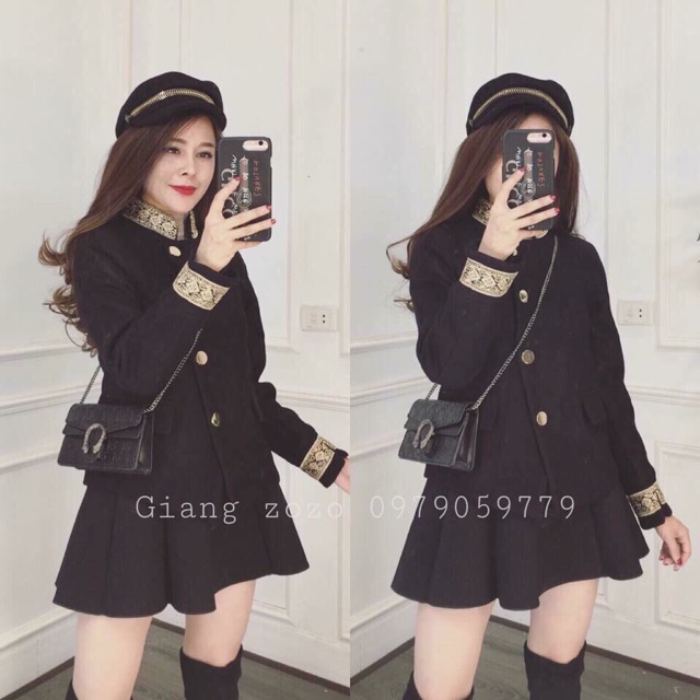 Áo dạ viền ren nhũ