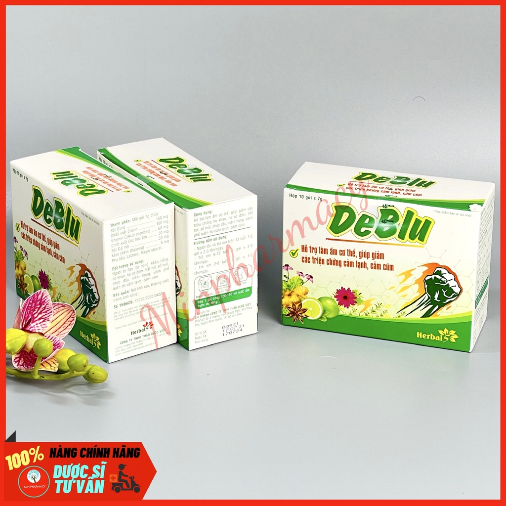 Bột giải cảm DEBLU Làm ấm cơ thể, Giảm ho, Cảm cúm (hộp 10 gói) - Minpharmacy