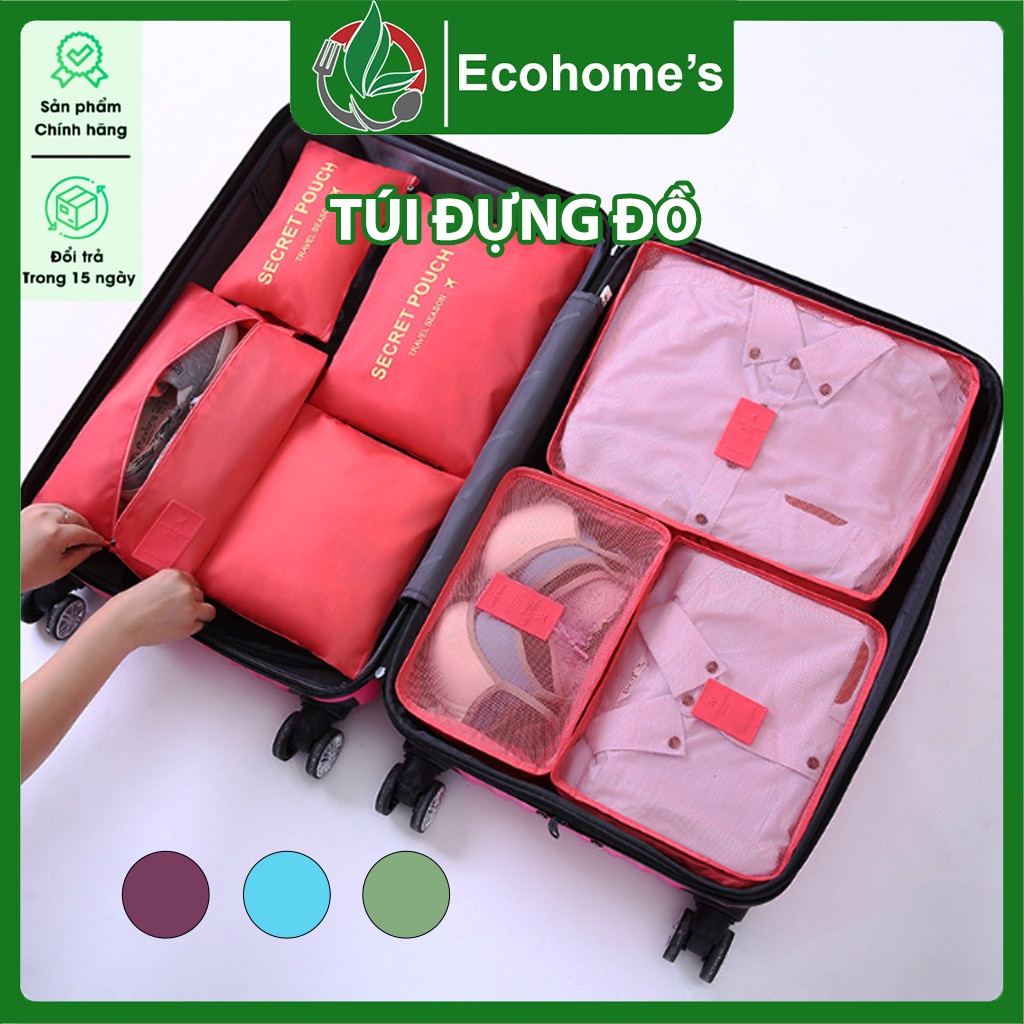 Bộ túi đựng đồ du lịch 7 kích thước đa năng làm túi đựng mỹ phẩm, túi đựng quần áo, đồ lót, đựng giầy chống nước