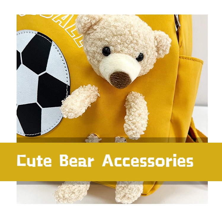 Ba Lô Đi Học Bằng Nylon Nhẹ In Họa Tiết Gấu Và Bóng Đá Thời Trang Cho Bé Mẫu Giáo 3-10 Tuổi