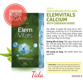 Can-xi Hữu Cơ - Elemvitals Calcium with Siberian herbs - Siberian Wellness - Xuất Xứ NGA