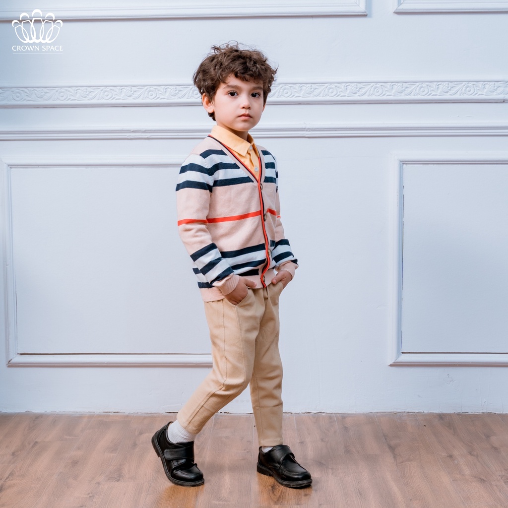 Áo Cardigan Bé Trai Cao Cấp Crown Space CKBL5411807 Chuẩn Soái Ca - Giữ Nhiệt Siêu Nhẹ Siêu Ấm - Size 19kg đến 24kg