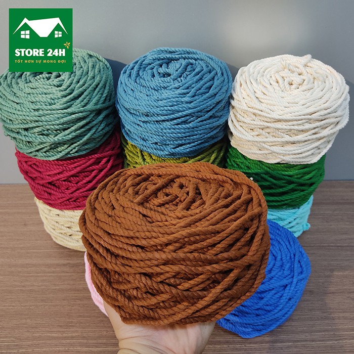 Mành treo tường macrame nghê thuật chất liệu sợi cotton xoắn, trang trí phòng ngủ, phòng khách, quán cafe I Store 24h