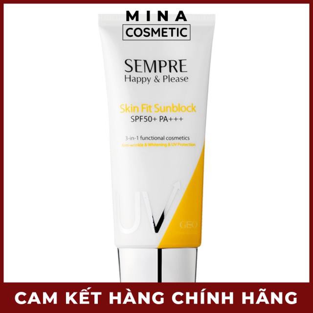 Kem chống nắng dưỡng da có màu (50ml,100ml) Geo Sempre Happy & Please skin fit sun block SPF 50pa +++50ml,