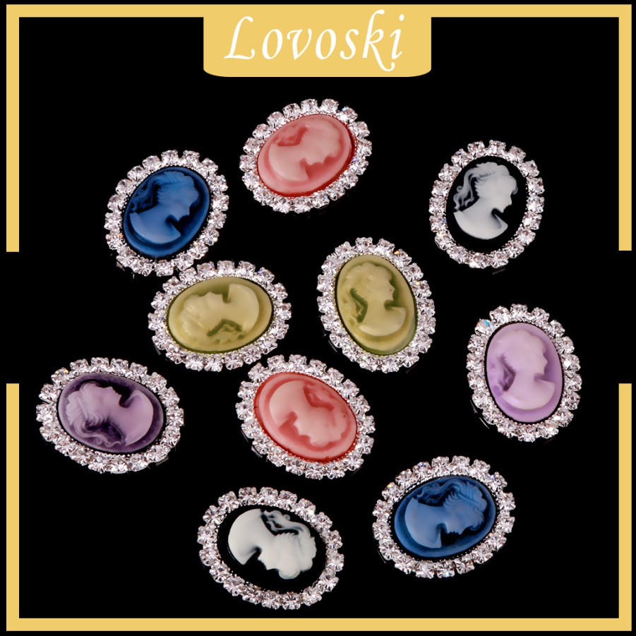 Set 10 Nút Oval Pha Lê Phong Cách Vintage Dùng Trang Trí Tiệc Cưới DIY