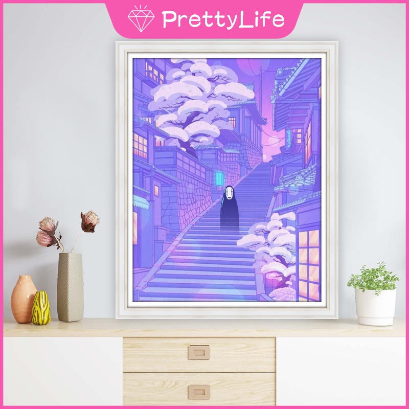 Bộ tranh đính đá 5D họa tiết phong cảnh đường phố nhiều màu độc đáo kích thước 30x40cm/40x50cm DIY