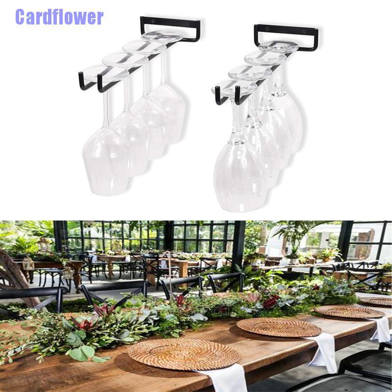 Cardflower  30cm Stemware Wine Glass Rack Wall Mountable Wrought Iron Black