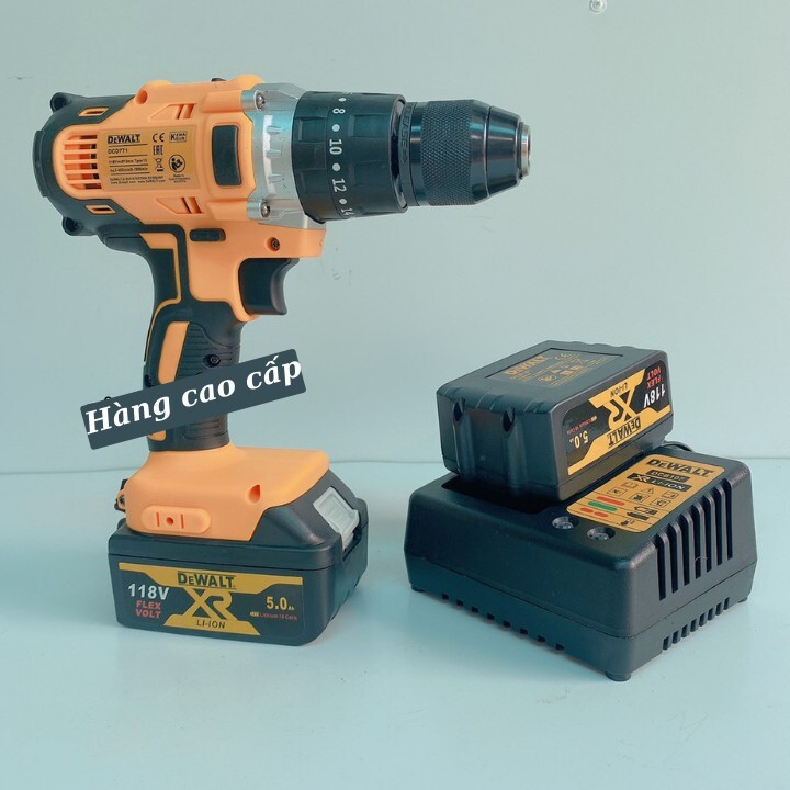 Khoan pin DEWALT 118V - 2 PIN KHỦNG 10 CELL - 3 chức năng: Khoan bê tông, sắt, gỗ, bắn vít, bắn tôn... _ Nhật Việt offic