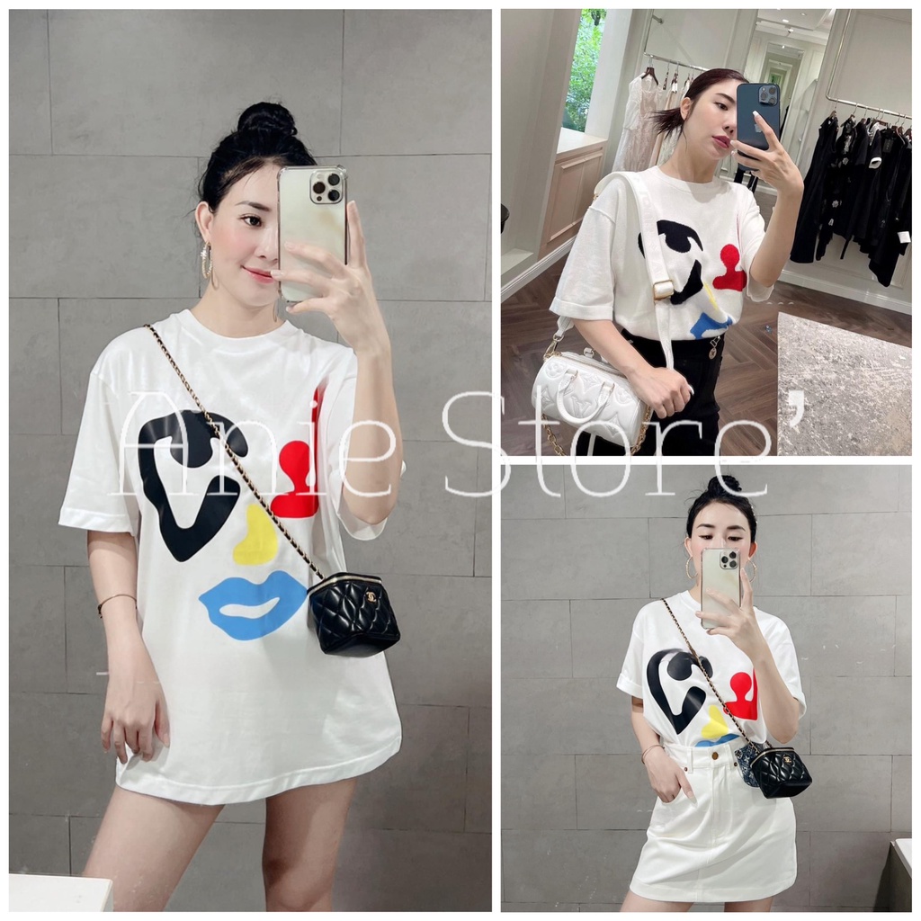 Áo Thun Nữ Họa Tiết Mặt Người 🦋 Áo Phông Cộc Tay Dáng Thụng 🦋