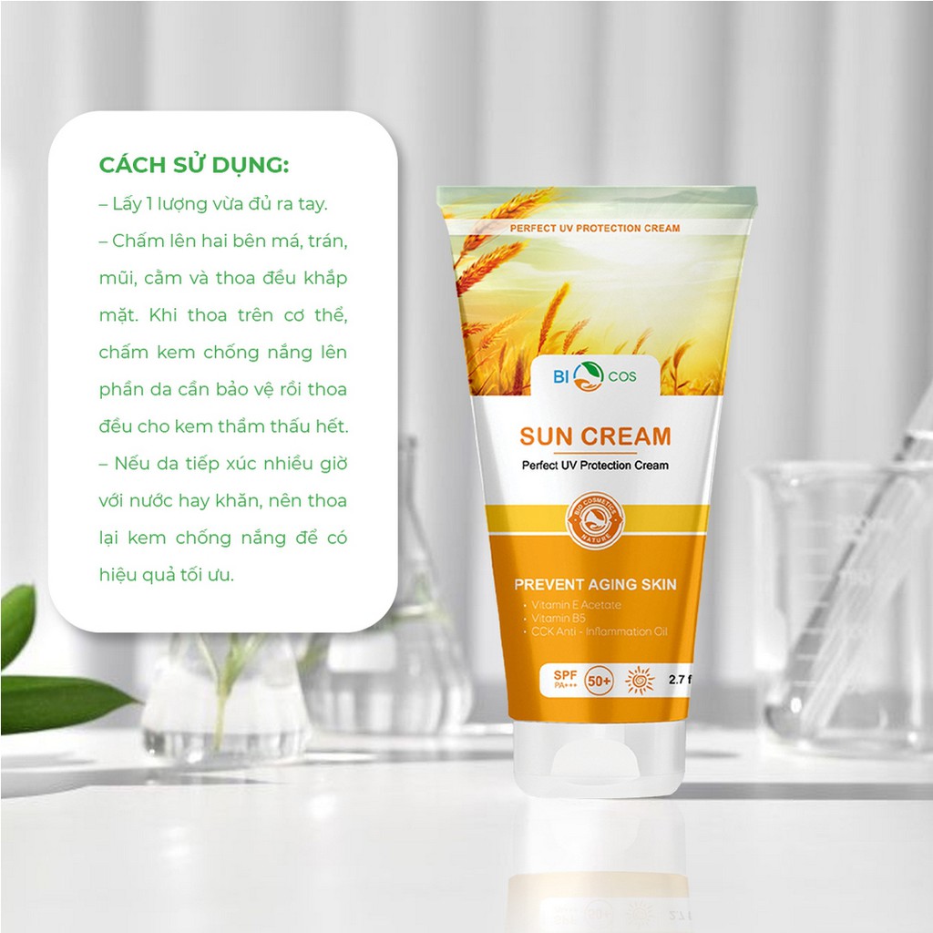 Kem Chống Nắng BioCos Sun Cream 80g - Dưỡng Ẩm, Ngăn Ngừa Lão Hoá