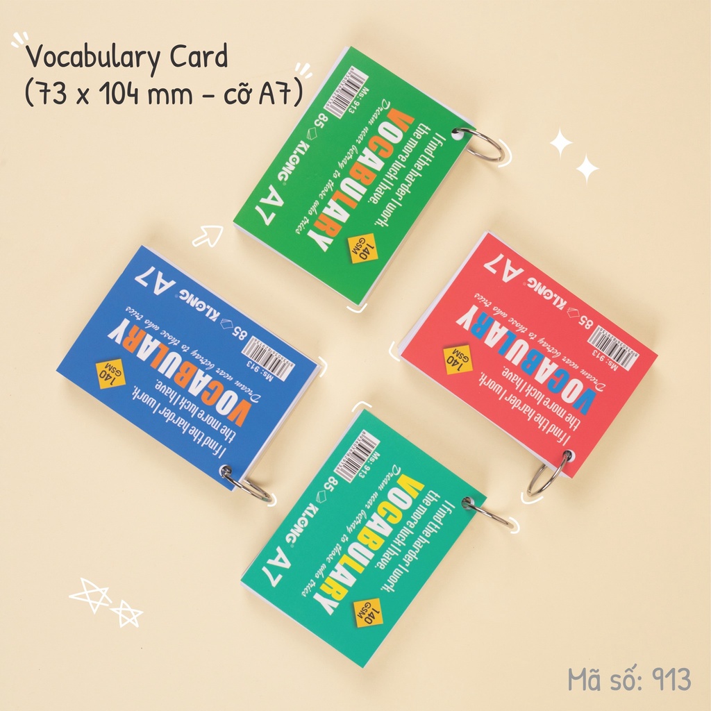 Thẻ Flash Card Klong 85 tờ 150 trang A7 Klong MS 913 Vocabulary Card học ngoại ngữ - BUTDEP.NET
