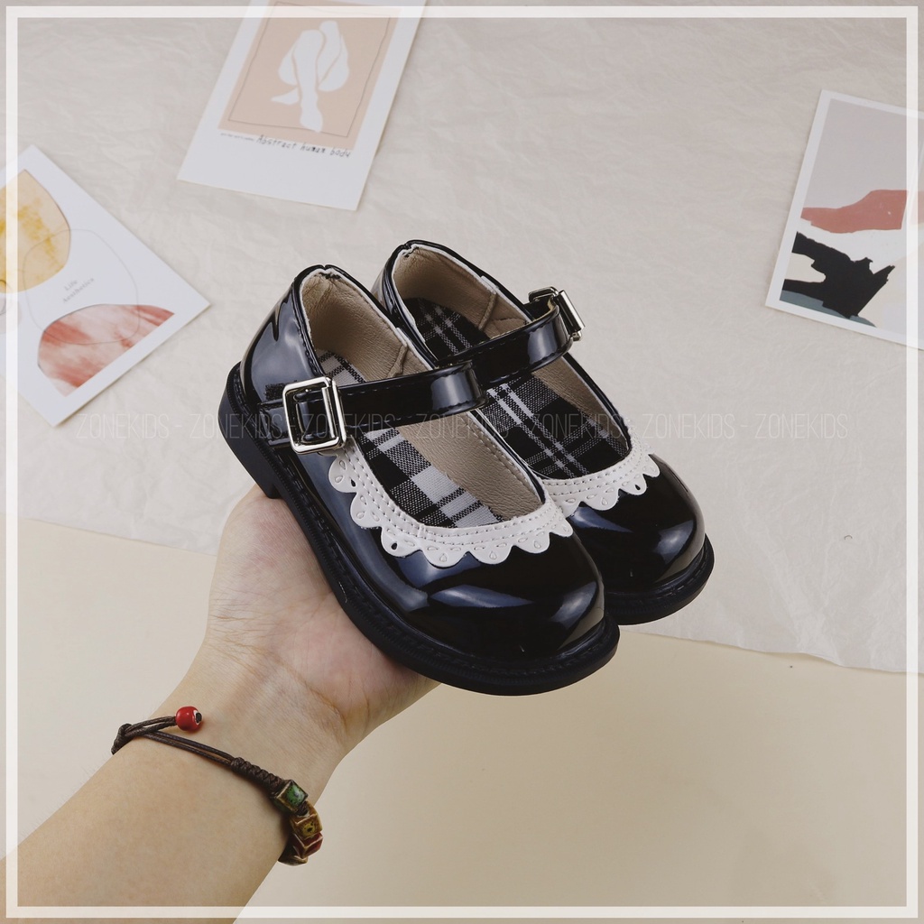 Giày da bóng phối viền họa tiết cho bé gái Zonekids - B17