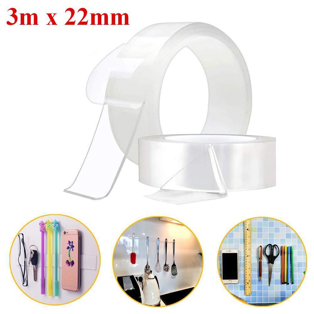 Băng Keo 2 Mặt Siêu Dính Đa Năng Dán Mọi Thứ Dài 3m x 22m