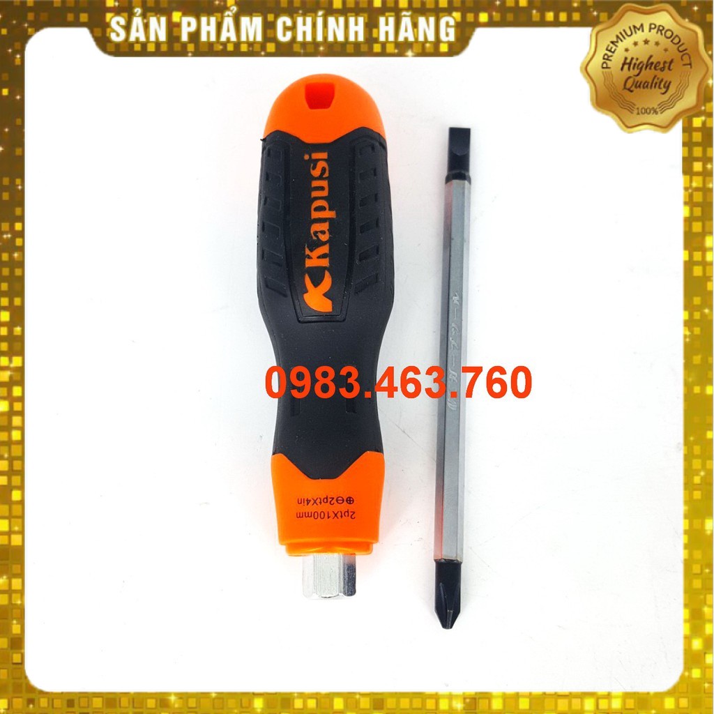 TUA VÍT KAPUSI 2 ĐẦU 6* 200MM TAY CÁN ĐEN + CAM