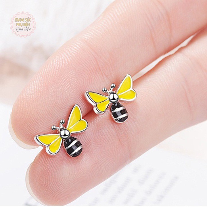 Bông tai thời trang nữ hình con ong nhỏ xinh, bạc ý S925 - HT225