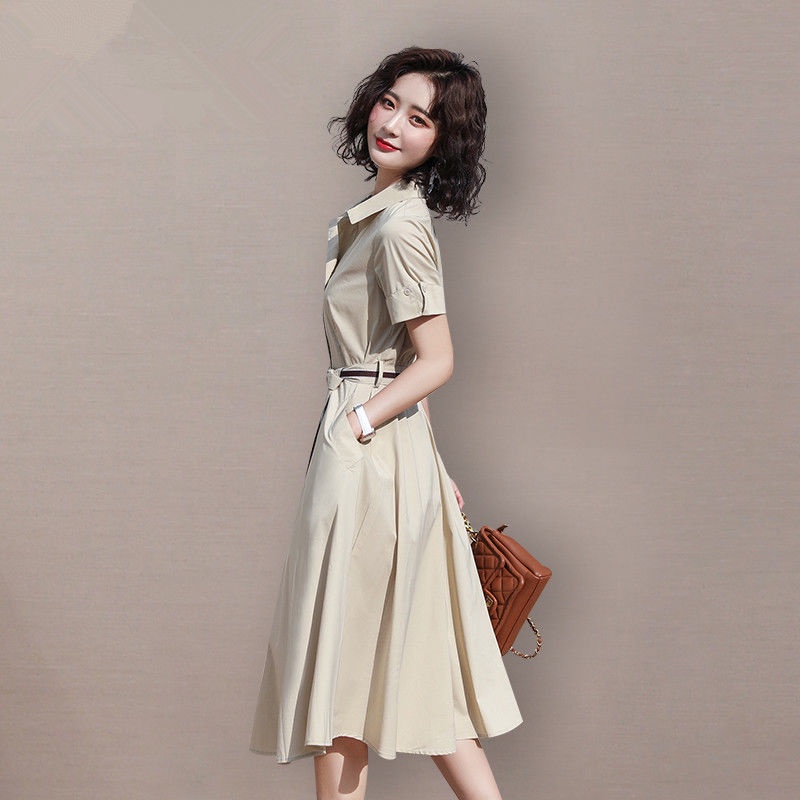 Đầm Sơ Mi Ngắn Tay Màu Sắc Xinh Xắn Dành Cho Nữ