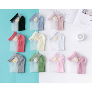 Set 10 Tất Vớ Lười Hoa Cúc Phối Lưới Thoáng Mát -màu giao ngẫu nhiên