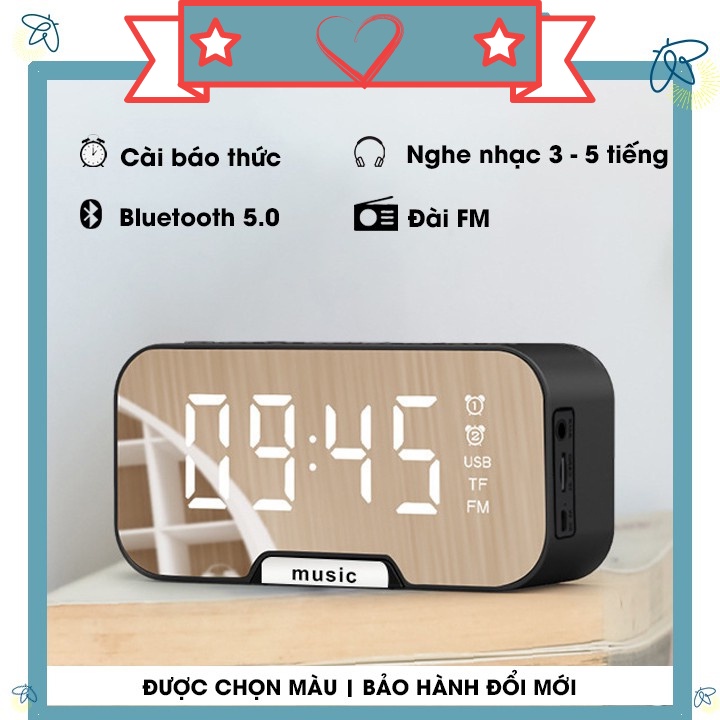 Loa Bluetooth Mini G10 Loa Gương G10 Kiêm Đồng Hồ Báo Thức Pin Trâu Âm Bass Cực Hay