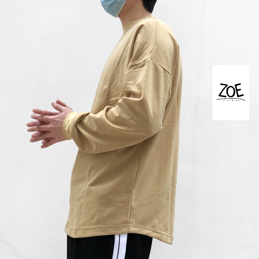 Áo sweater cotton thun dài tay form rộng , phông dài tay unisex, Zoeclothing