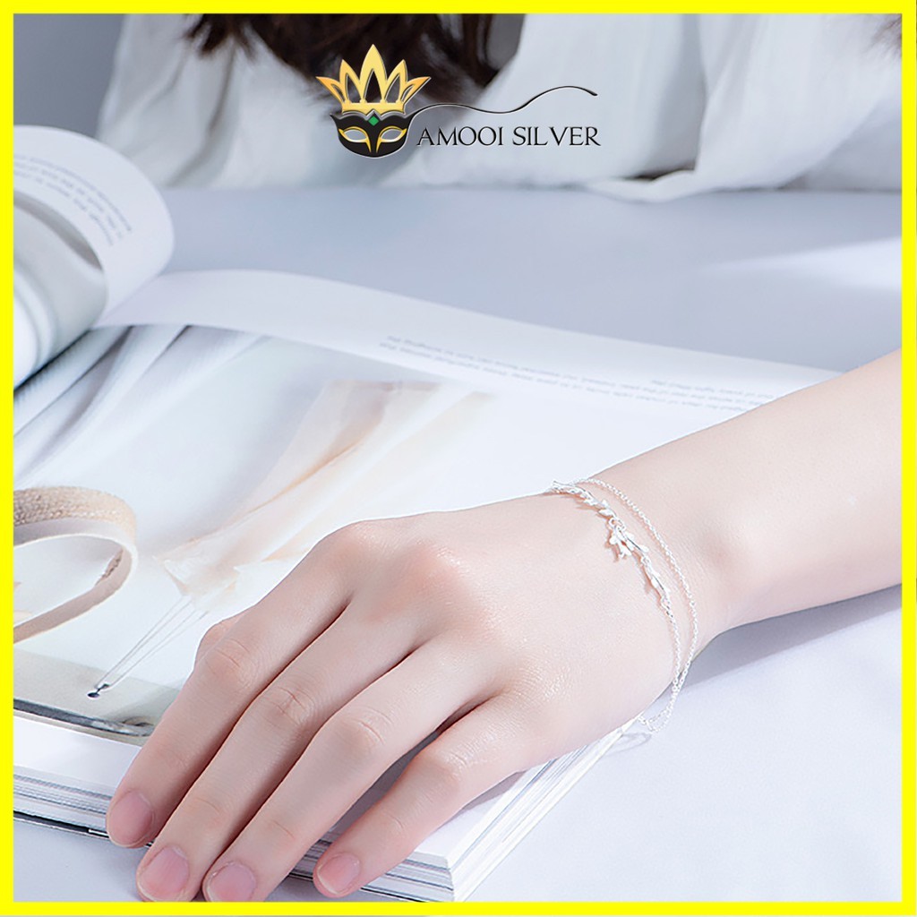 Lắc tay bạc S925 dây đôi lá - Amooi Silver AT44
