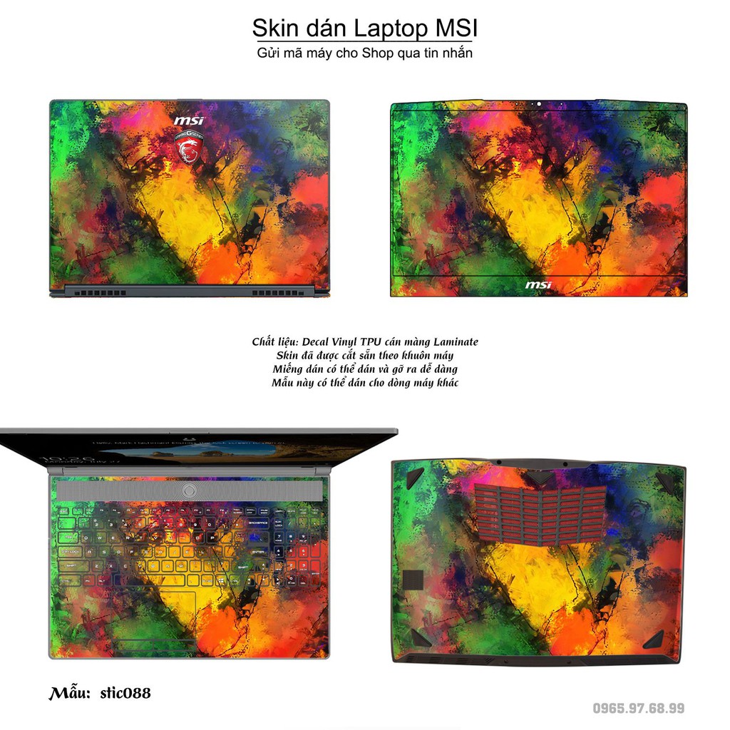 Skin dán Laptop MSI in hình Hoa văn sticker _nhiều mẫu 15 (inbox mã máy cho Shop)