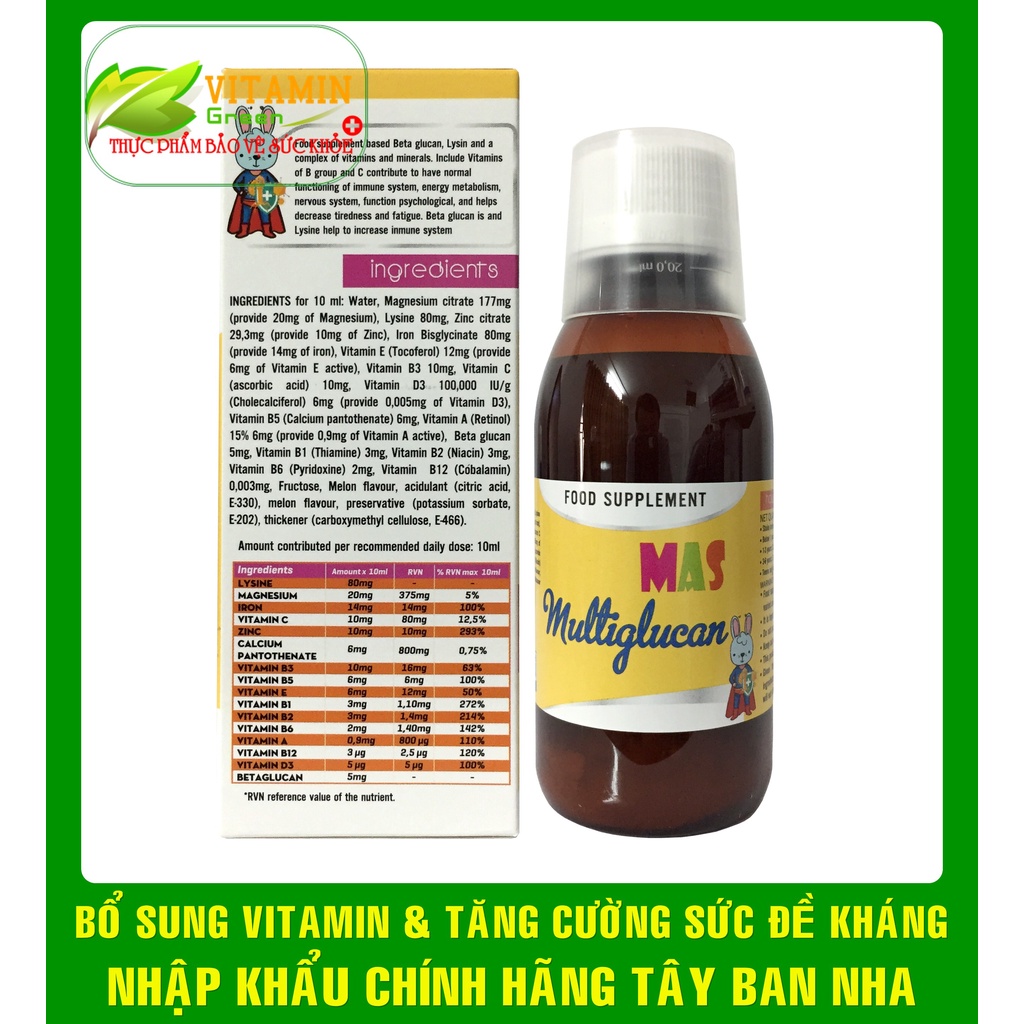 MAS MULTIGLUCAN BỔ SUNG VITAMIN GIÚP TĂNG CƯỜNG SỨC ĐỀ KHÁNG | NHẬP KHẨU CHÍNH HÃNG TÂY BAN NHA