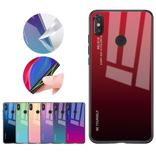 Ốp lưng phối kính cường lực cho Xiaomi Redmi Note 5 6 Pro Pocophone F1 Mi 8 A2 Lite A1 Mi8 Mi6 Mi6X Mi5X Mi5 Plus