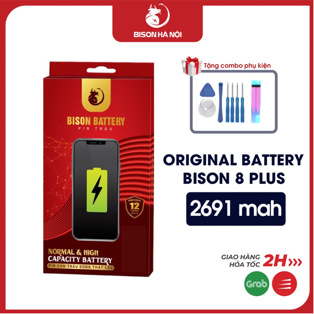 Pin IP 8 Plus dung lượng 2691mAh- Pin con trâu BISON BH 12 tháng